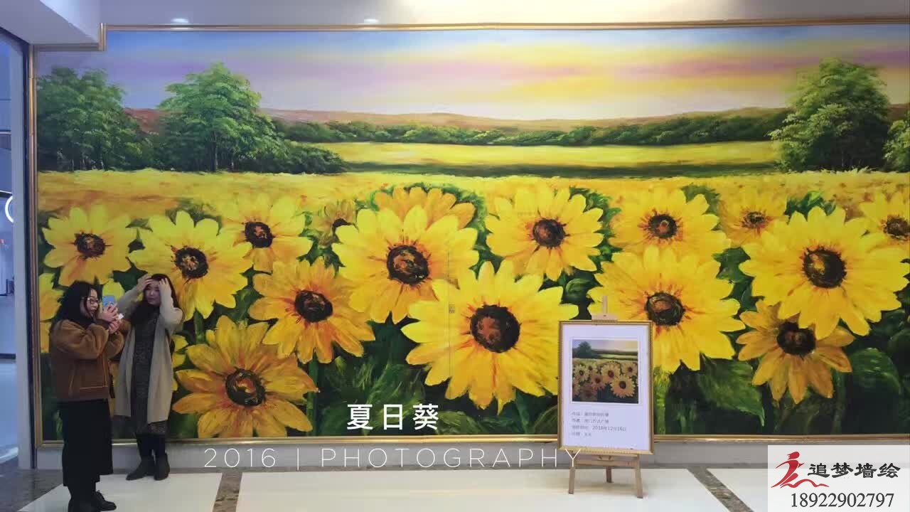 墙绘花卉【文化墙手绘】