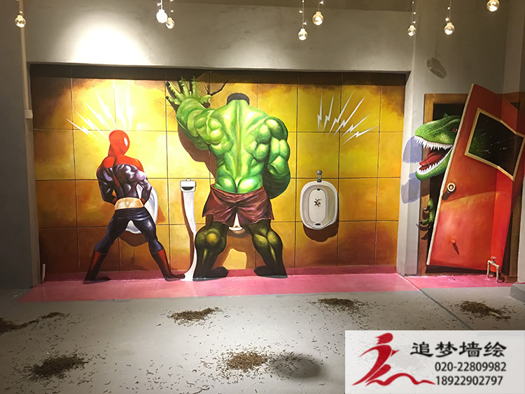 太古仓3D绿巨人墙绘，云端之上地画【艺术涂鸦】