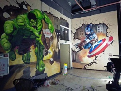 3D绿巨人美国队长【3D壁画】