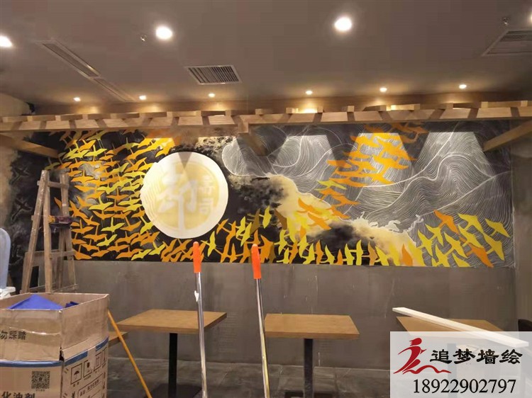 御寿司日式料理店墙绘